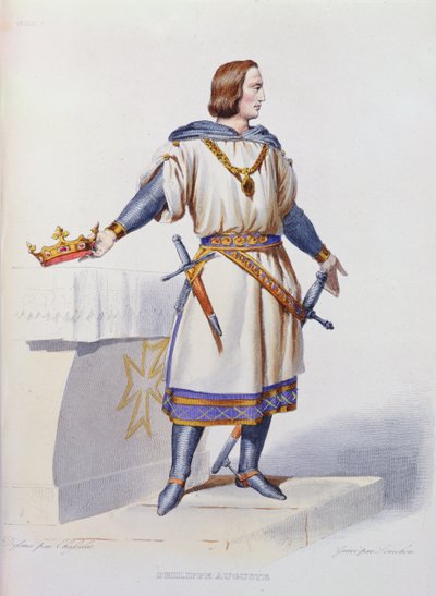 Portrait of Philip Augustus II (1165-1223) King of France, engraved by Constant Louis Lorichon, 1841 by Charles Abraham Chasselat